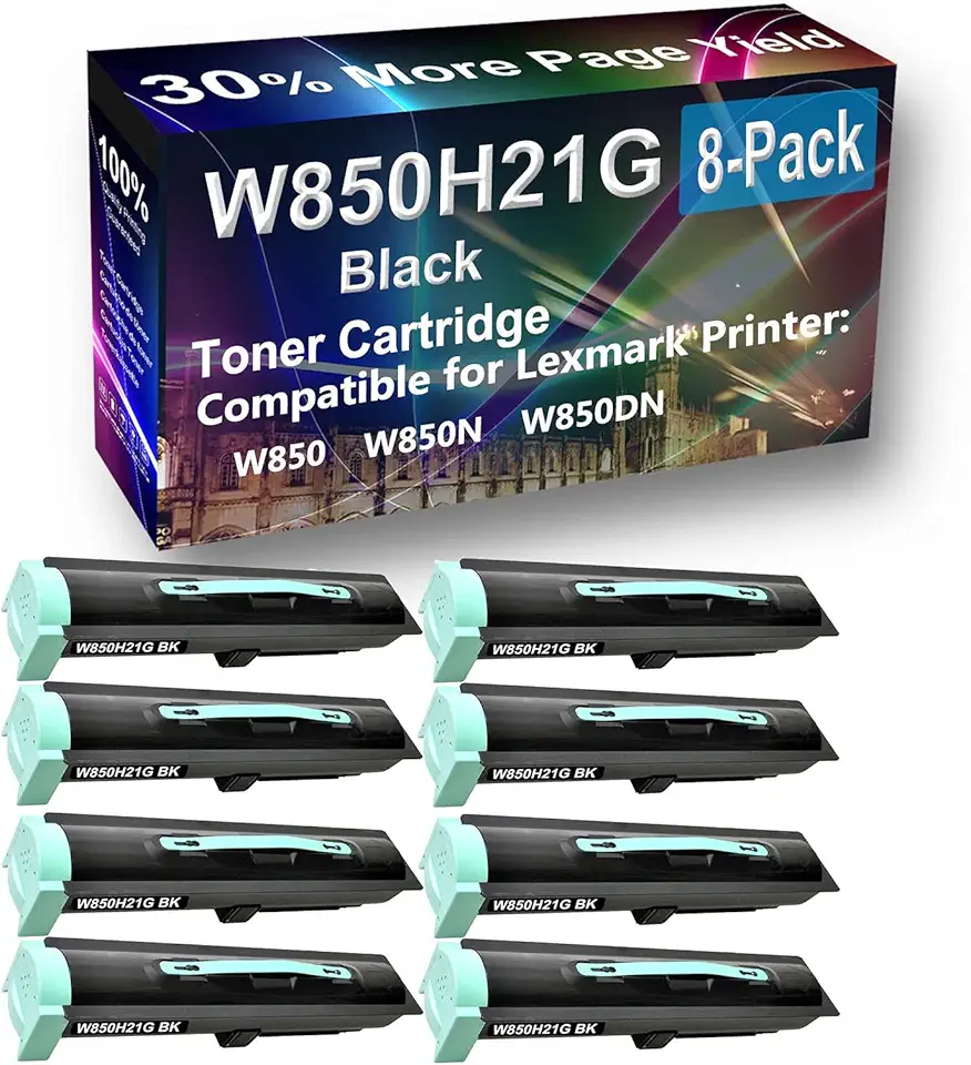 8-Pack Compatible High Capacity W850, W850N, W850DN Printer Toner Cartridge Replacement for W850H21G Printer Cartridge (Black)