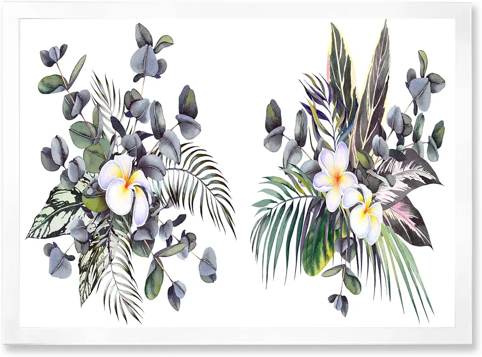 Tropical Bouquets With Plumeria Frangipani Flowers Traditional Framed Wall Art