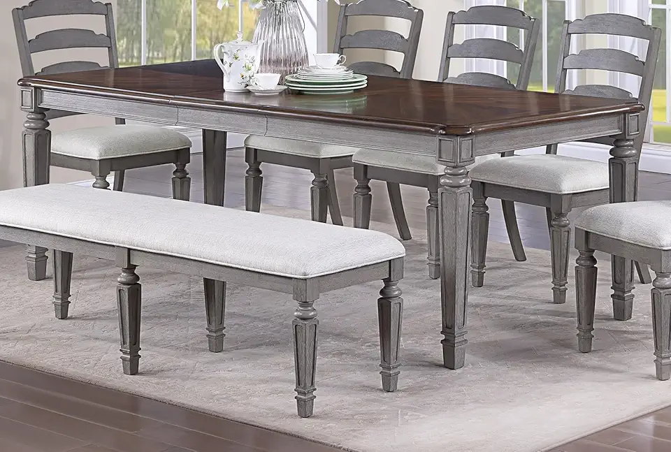 Elegant Light Grey and Cherry Dining Table with Contemporary Wooden Frame for Versatile Use in Dining Areas