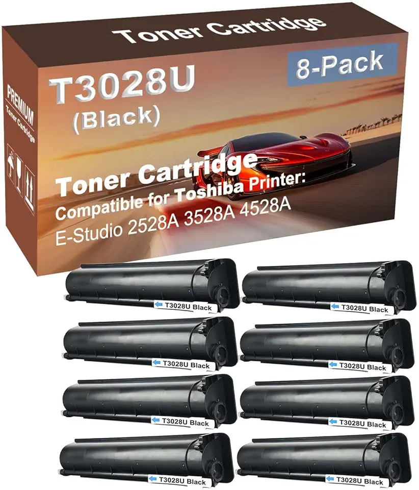 8-Pack Compatible High Yield E-Studio 2528A 3528A 4528A Printer Cartridge Replacement for Toshiba T3028U Toner Cartridge (Black)