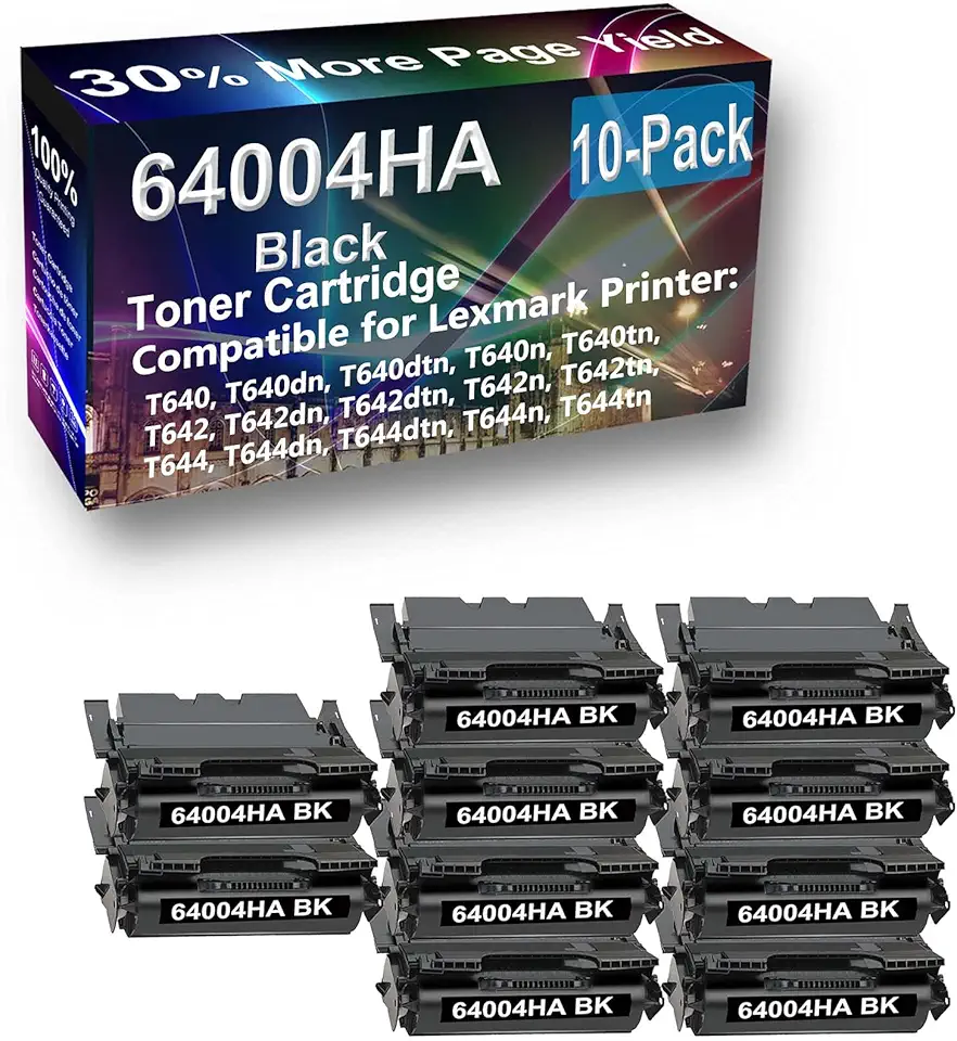10-Pack Compatible High Capacity 64004HA Toner Cartridge use for T640, T640dn, T640dtn, T640n Printer (Black)
