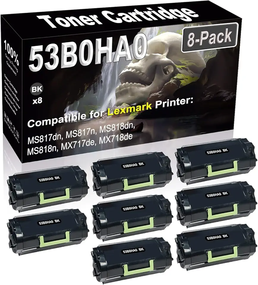 8-Pack Compatible High Capacity 53B0HA0 Imaging Toner Cartridge use for MS817dn MS817n MS818dn MS818n MX717de MX718de Printer (Black)