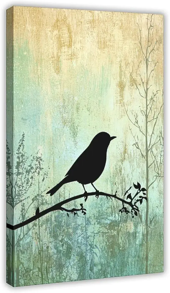 ZMLIS Modern Woodland Bird Wall Decor, Abstract Silhouette Animal Print in Retro Earth Colors, Peaceful Home Artwork Canvas Posters Wall Art Bedroom Office Room Decor Gift 20x30inch(50x75cm)
