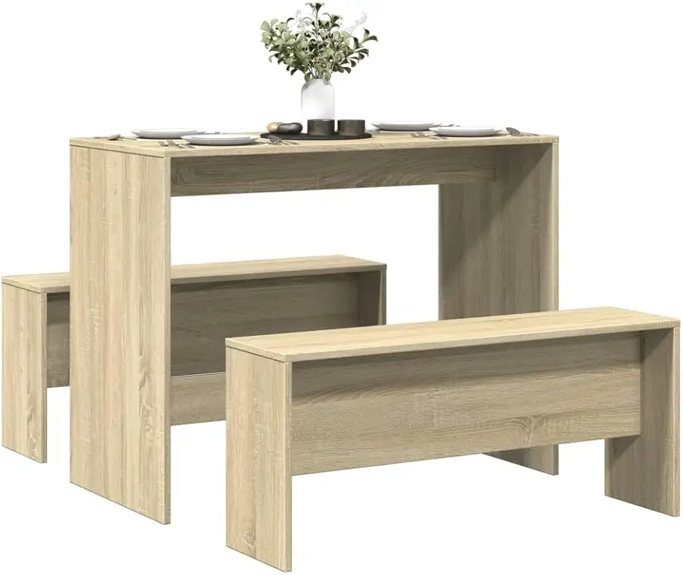Dining Table and Bench Set Sonoma Oak Engineered Wood Medium 59.19KG