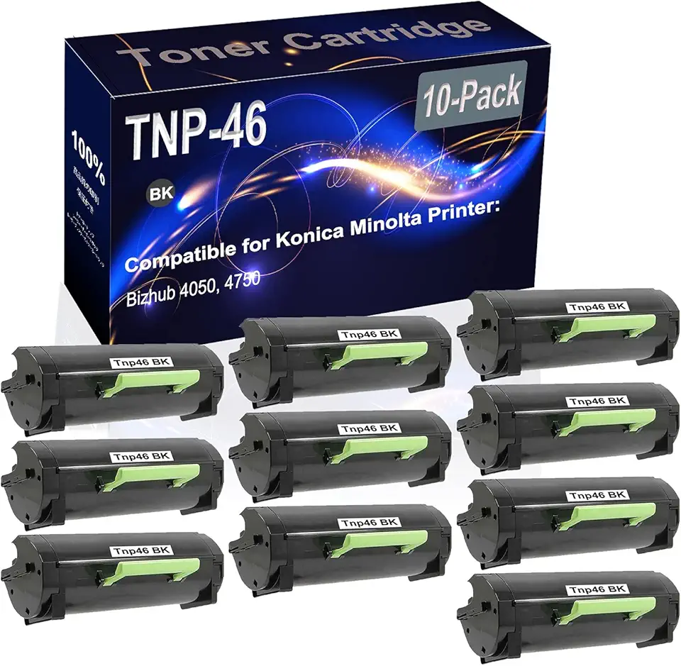 10-Pack (Black) Compatible TNP46 TNP-46 (A6VK01W) Printer Toner Cartridge (High Capacity) fit for Konica Minolta Bizhub 4050 4750 Printer