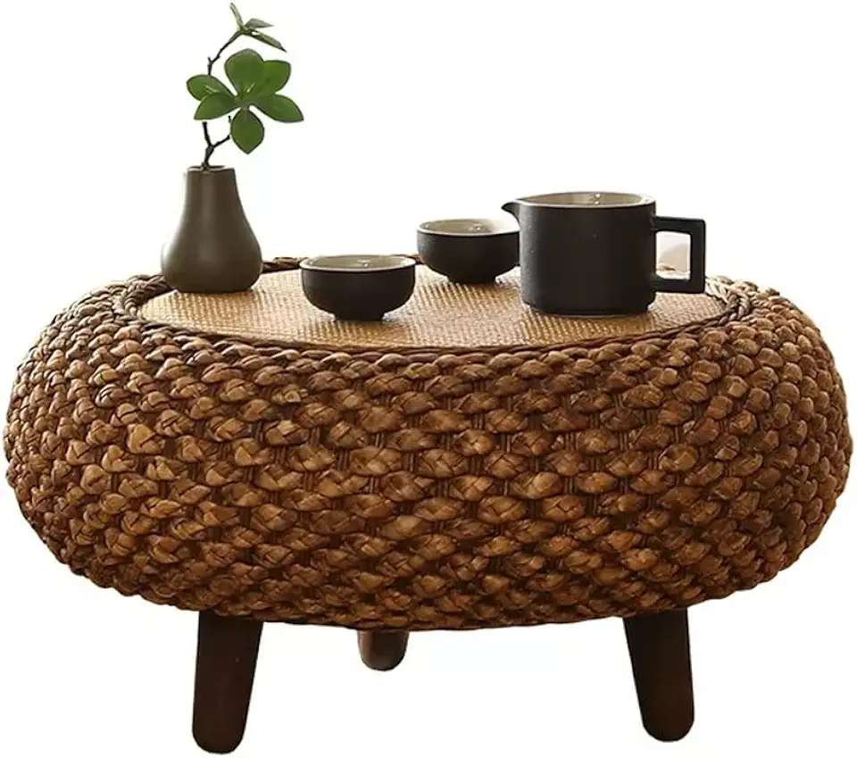 Coffee Table Furniture Table Handmade Rattan Tea Coffee Table with Balcony Bay Window Learning Study Table for Living Room