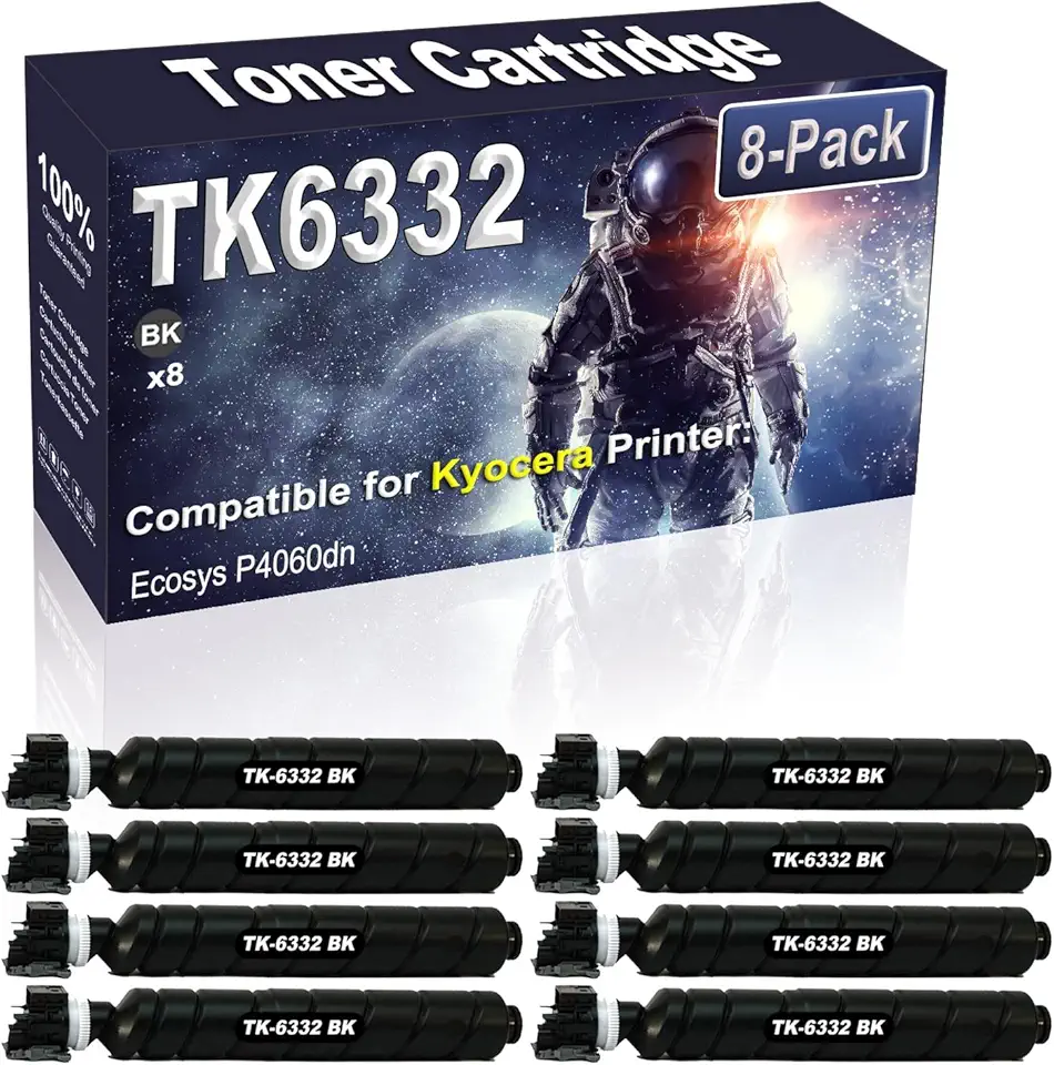 8-Pack (Black) Compatible TK-6332 TK-6332K TK6332 1T02RS0NL0 Laser Toner Cartridge Replacement for Kyocera Ecosys P4060dn Printer
