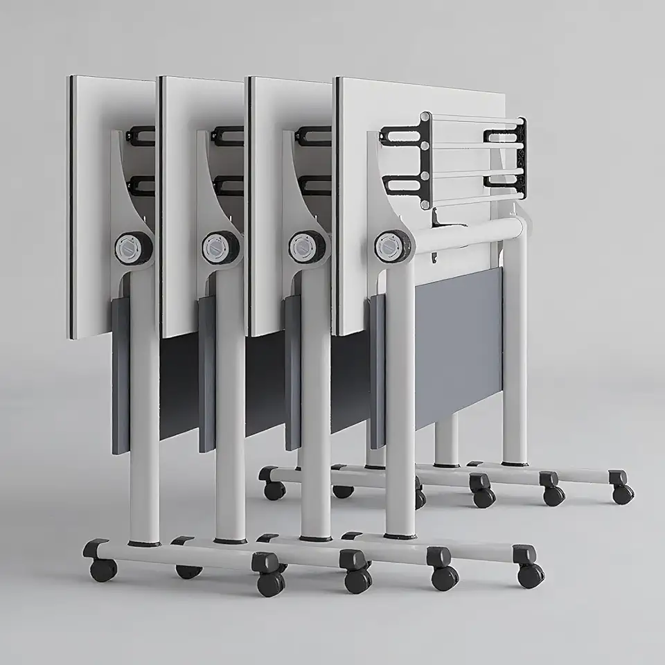 4-Pack Folding Conference Table, Modern Mobile Meeting Table with Silent Wheels, 70.8” L x 23.6” W x 29.5” H Wood Training Table for Office, Reception, Classroom, Easy Assembly