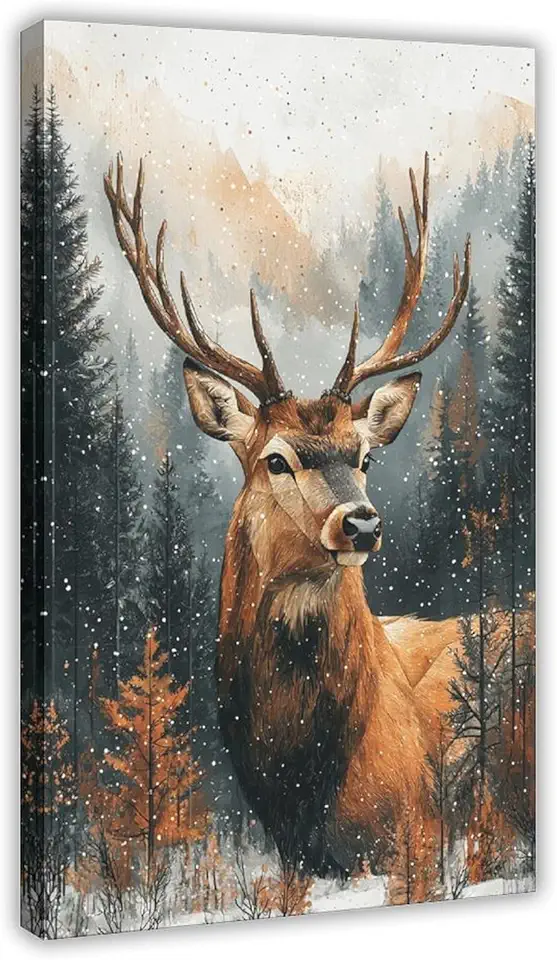 ZMLIS Modern Holiday Print – Winter Forest Scene, Festive Lights & Cozy Glow Canvas Poster Wall Art Decor Print Picture Paintings for Living Room Bedroom Decoration Frame 20x30inch