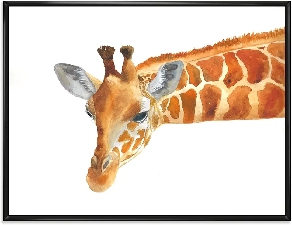 Portrait of A Giraffe IX - Farmhouse Framed Canvas Wall Art Print