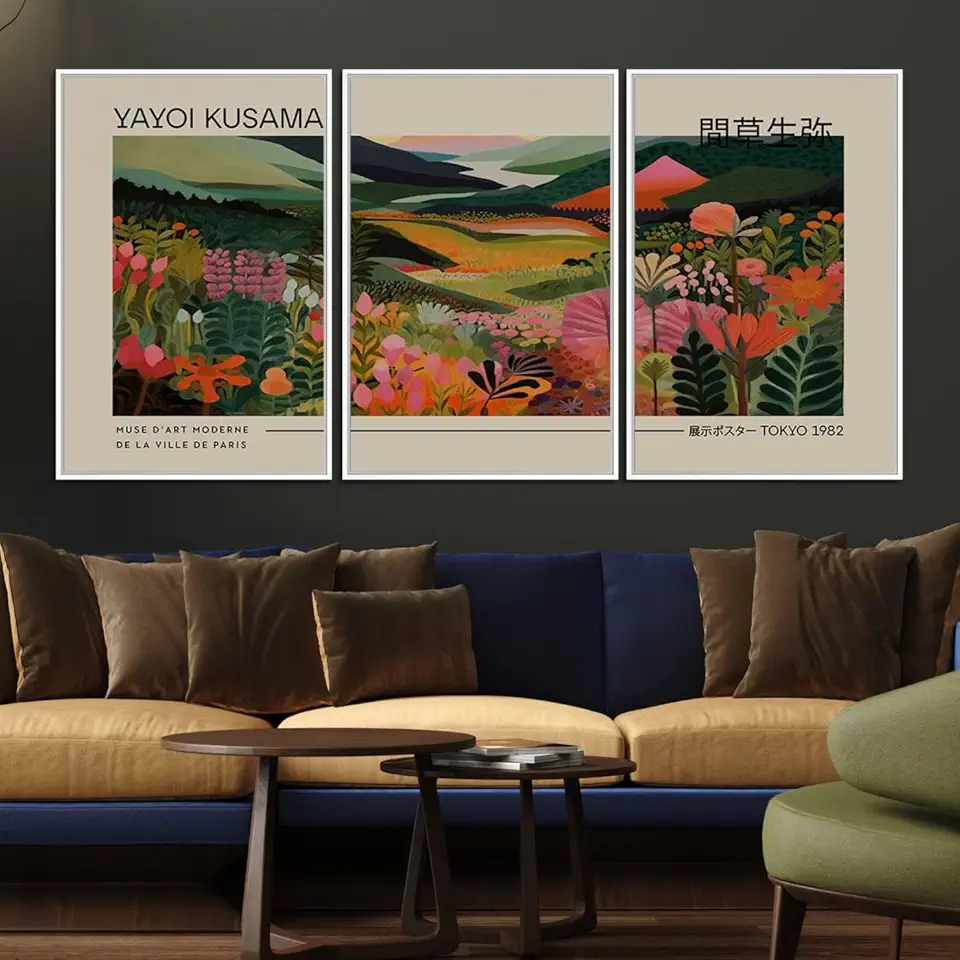 Vibrant Abstract Framed Canvas – Contemporary Wall Art for Home Decor 3 Panel Floating Frame/White / 90