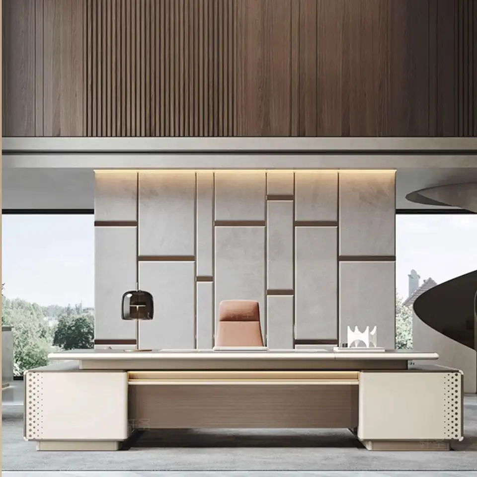 YZABEL L Shaped Computer Desk with Light Strip, 94 inch Executive Desk with Lateral Cabinet and Cable Management, Writing Study Table Furniture Set Workstation for Home Office