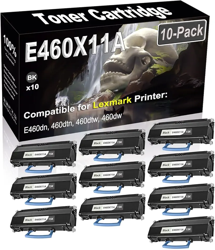 10-Pack Compatible High Capacity E460X11A Imaging Toner Cartridge use for E460dn 460dtn 460dtw 460dw Printer (Black)