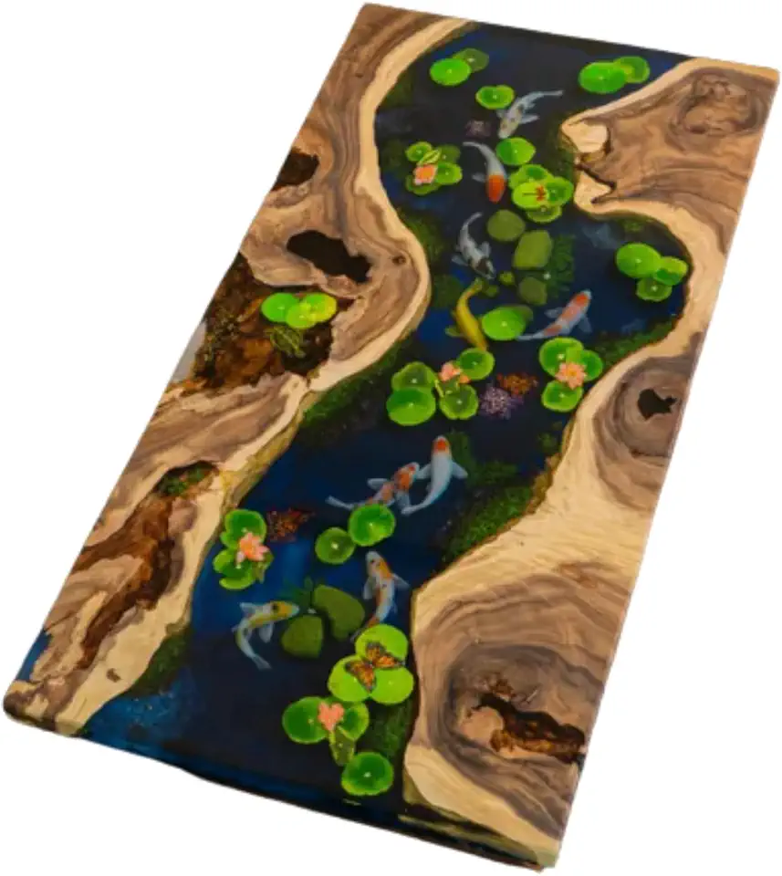 Customized Live Edge Resin Epoxy Table, Japan Blue Table, Personalized Table, Luxury Coffee Desk, Kitchen Table, River Flower Table, Round Table, Unique Home Gift, Japan Art (40x80 inch.)