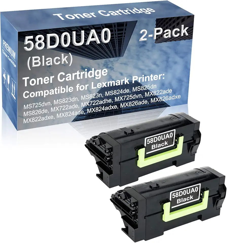 2-Pack Compatible High Capacity 58D0UA0 Imaging Toner Cartridge use for MS725dvn MS823dn MS823n MS824de MS825dn Printer (Black)