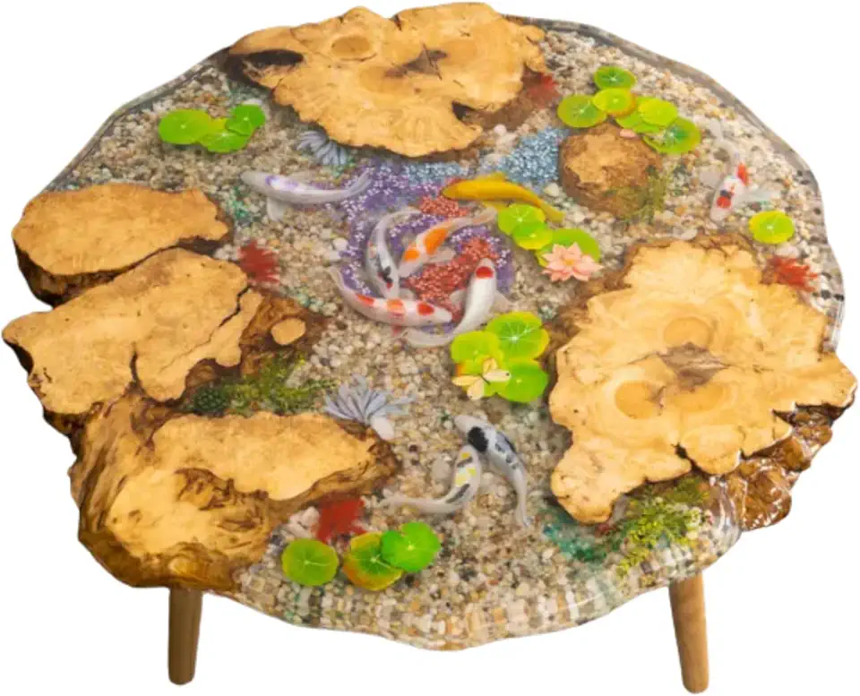 Japan Fish Table, Customized Live Edge Resin Epoxy Table, Personalized Table, Rustic Coffee Desk, Kitchen Table, Gift Home, Custom House Table, Bar Table, Unique Home Gift, Japan Art (40x80 inch.)