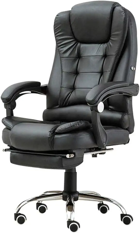 Desk Chair - Executive Office Chairs Comfy Reclining High Back Seat Faux Leather Extra Padded Ergonomic Design
