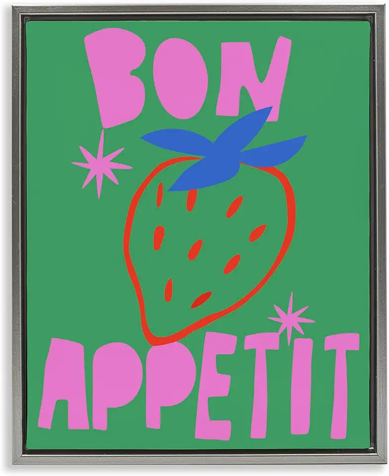 Stupell Industries Contemporary Bon Appetit Gray Framed Floater Canvas Wall Art Design by House of Lulu, 17 x 21