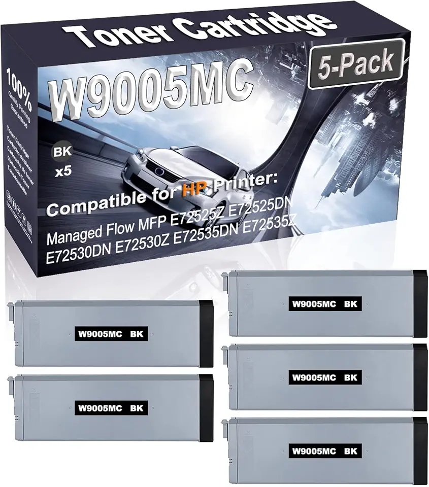 5-Pack (Black) Compatible W9005 W9005MC Printer Toner Cartridge (High Capacity) fit for HP Managed Flow MFP E72525Z E72525DN E72530DN E72530Z E72535DN E72535Z Printer