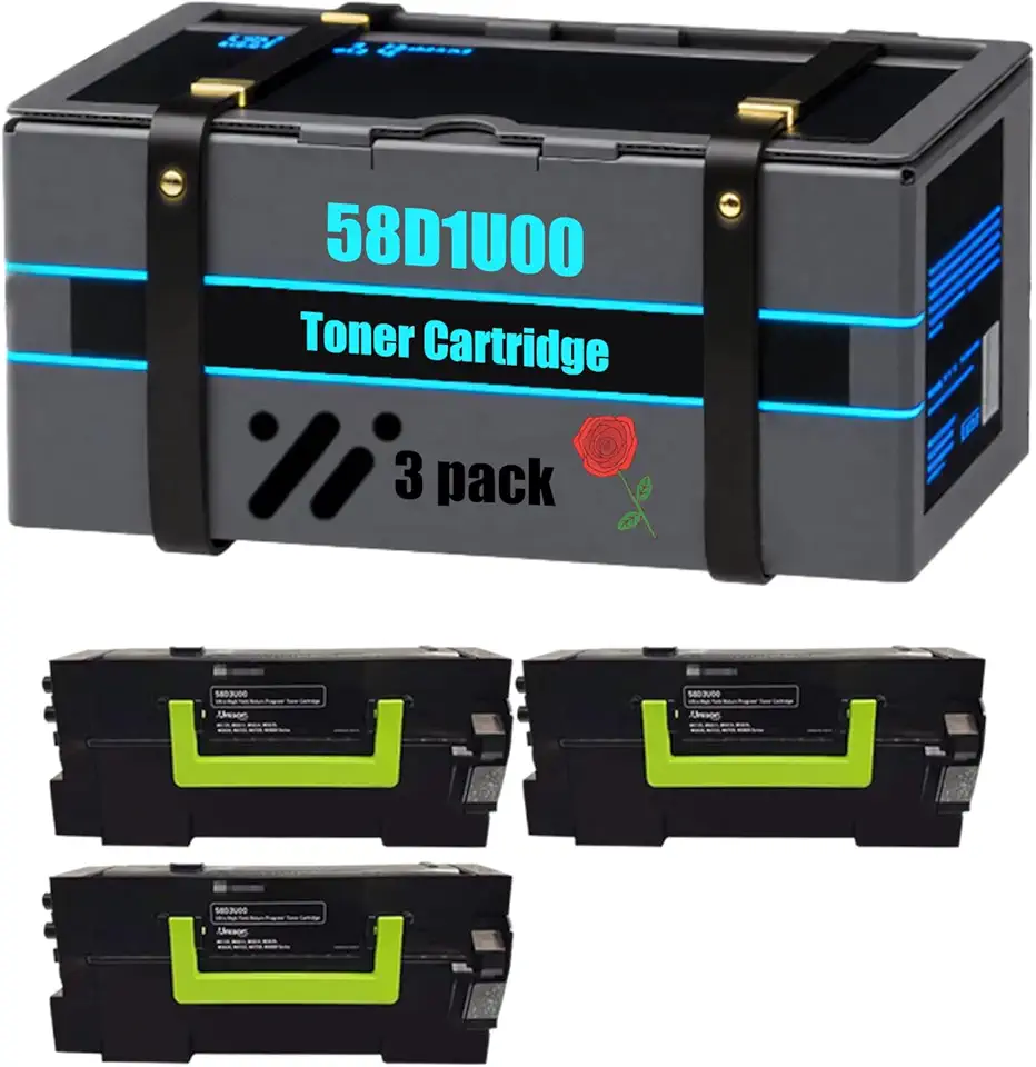 58D1U00 Toner Cartridge High Yield, Compatible with Lexmark MS823dn MS823n MS825dn MX822ade MX822adxe MX826ade MX826adxe MS725dvn Printers, Crisp Text, Smooth Printing (with Chip) (3 Pack Black)