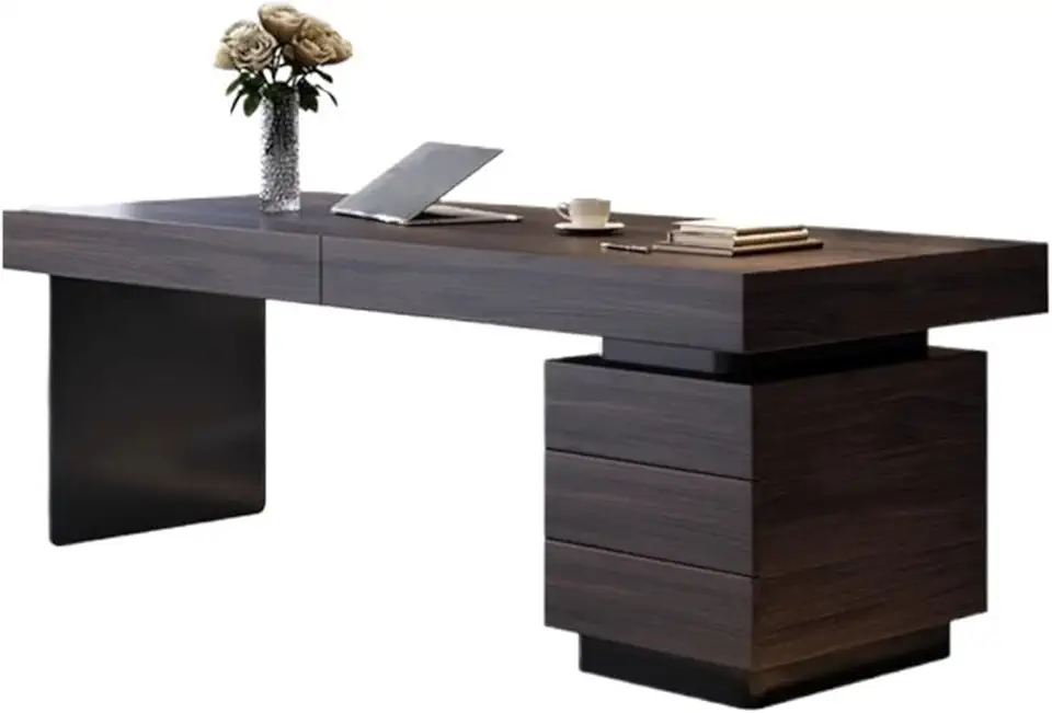 Sit Stand Desk Minimalist Light Luxury Desk Home Study Bedroom Smoked Wood Writing pc Table Simple High-end Office Study Writing Table(220x70x75cm)