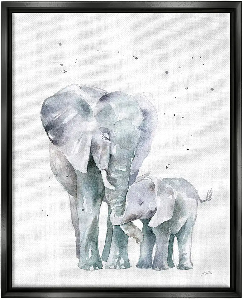 Stupell Industries Loving Elephant Family Hugs Watercolor Floating Framed Wall Art, Design by Katrina Pete