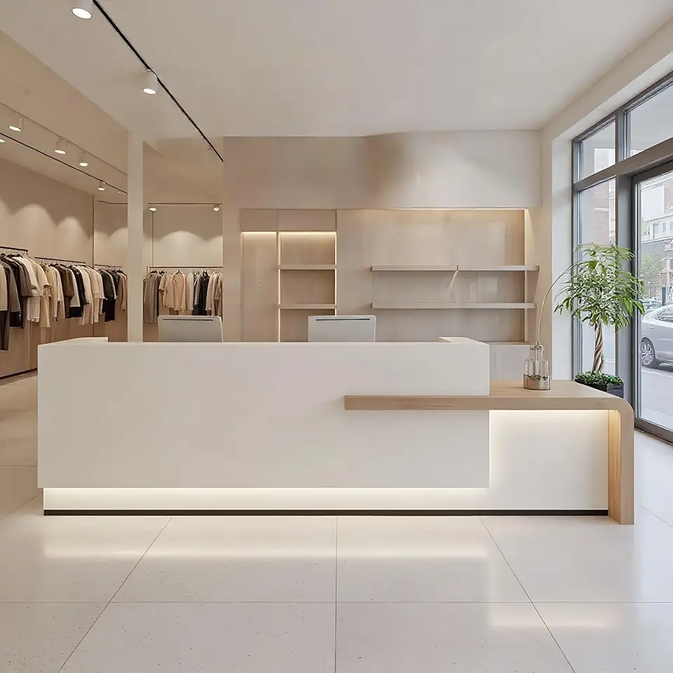 Reception Desk Secretary Desk, Large Front Desks with Storage No Assembly Required Reception Desks with Counter Receptionist Checkout Retail Counter Mostrador Para Negocio Modern Checkout Stand(120