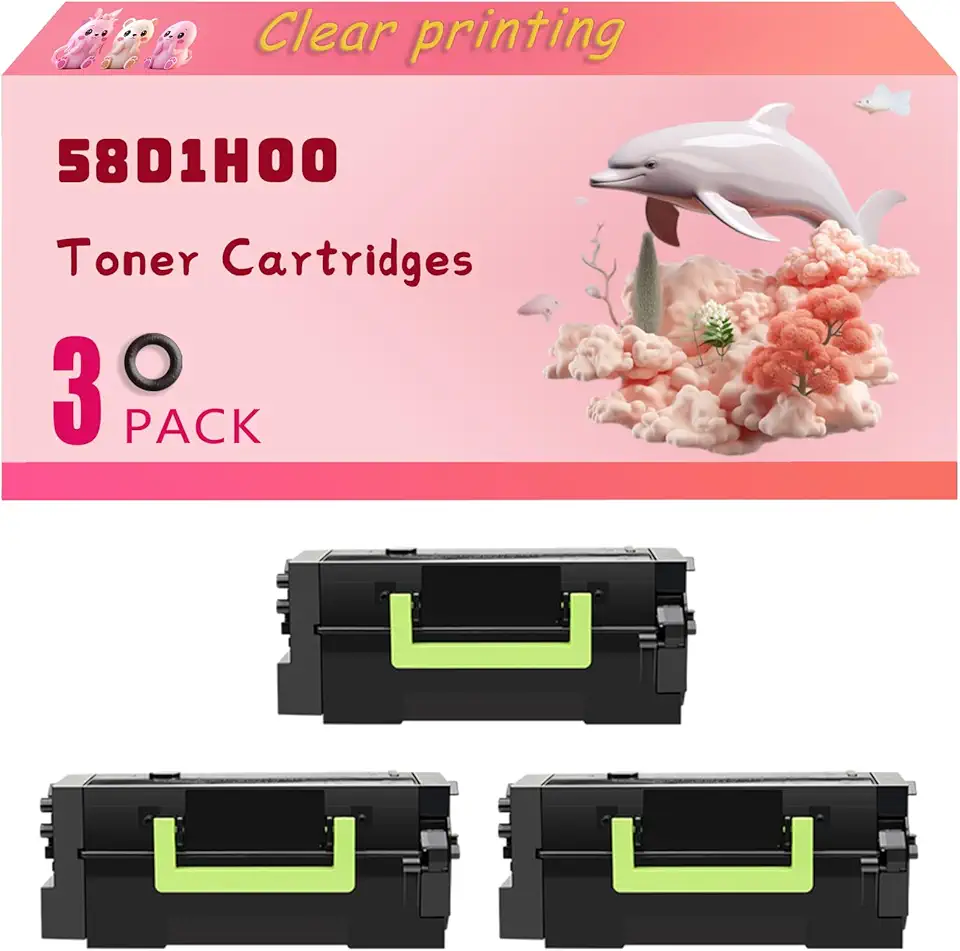 58D1H00 Toner Cartridges Compatible for Lexmark MX721ade MX721adhe MX722ade MX722adhe MX822ade MX822adxe MX826ade MX826adxe Printers, High Yield 35000 Pages, Clear Bright Colors (3 Pack Black)