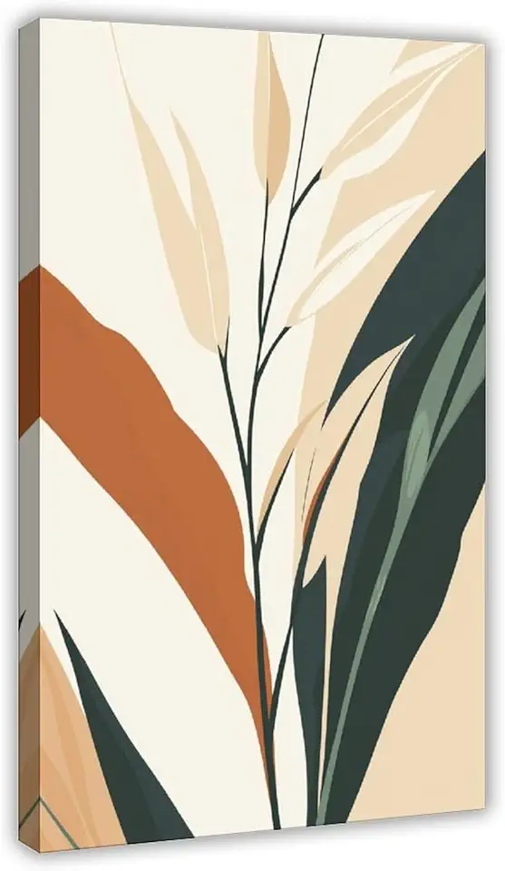Modern Minimalist Botanical Wall Art – Abstract Tropical Leaves Canvas Print – Neutral Green Terracotta Home Decor Poster Print for Teen Boys Room Wall Art Canvas Painting Print 20x30inch(50x75cm)