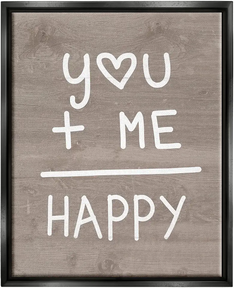 Stupell Industries You + Me = Happy Equation Romance Framed Floater Canvas Wall Art, Design by Lil' Rue