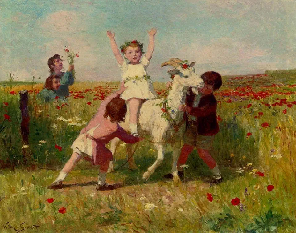 Toperfect 22 Paintings New Tricks genre Victor Gabriel Gilbert pet kids Oil Art on Canvas - Famous Artworks -Size04, $50-$2000 Hand Painted by Art Academies' Teachers