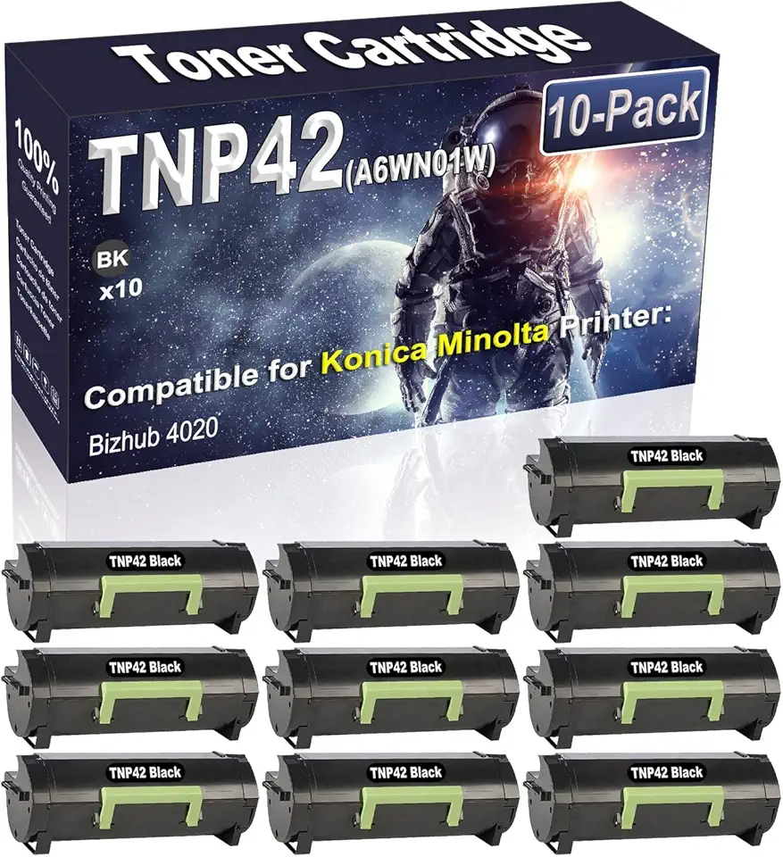10-Pack (Black) Compatible TNP42 TNP-42 (A6WN01W) Laser Toner Cartridge Replacement for Konica Minolta Bizhub 4020 Printer