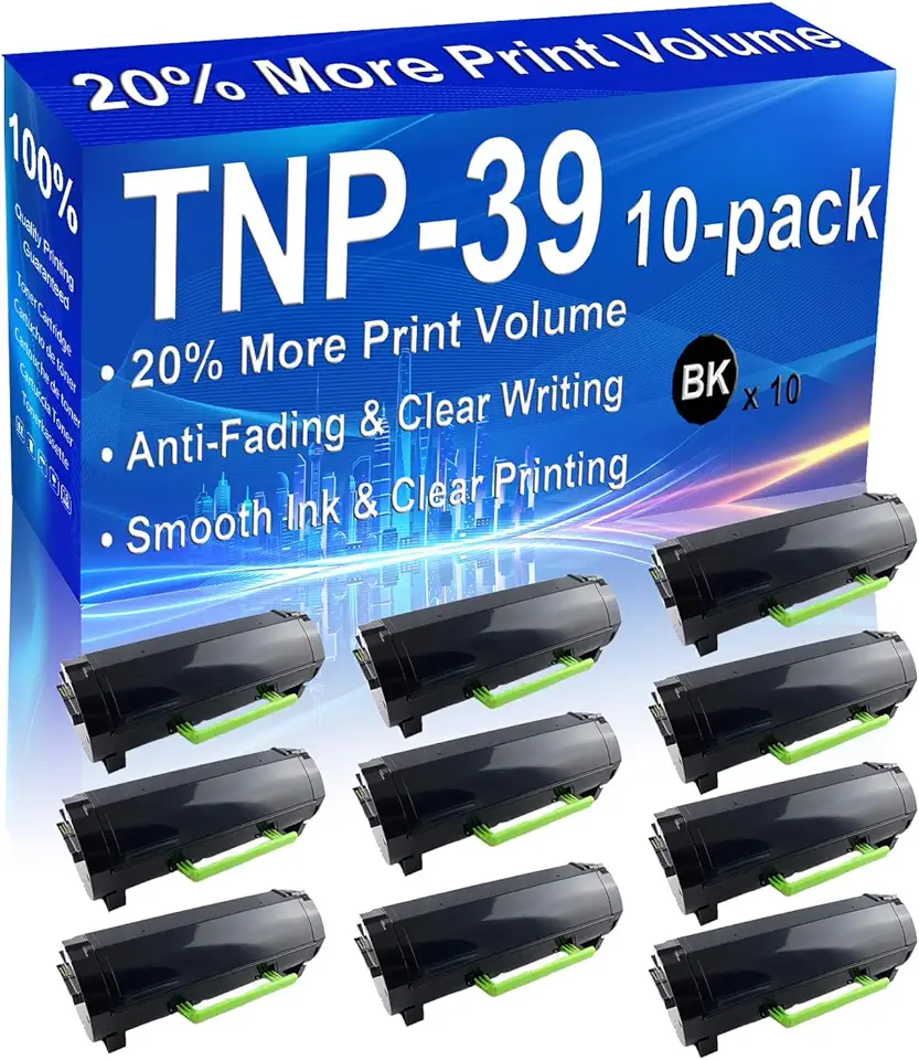 10-Pack (Black) Compatible Minolta Bizhub 3300P, 3301P Laser Printer Toner Cartridge (High Capacity) Replacement for TNP-39 Printer Toner Cartridge