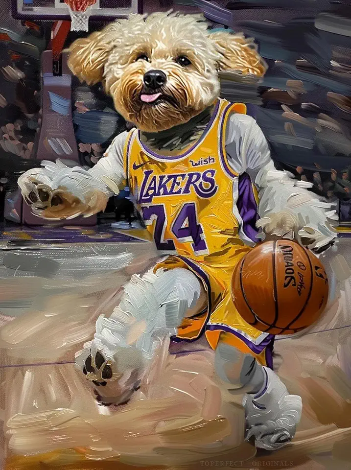 Toperfect Puppy kitten in basketball uniform, custom-made art of funny dog portrait cat portrait dressed in human outfits: personalized horse bird, hand painted fantastic gift or wall painting 7