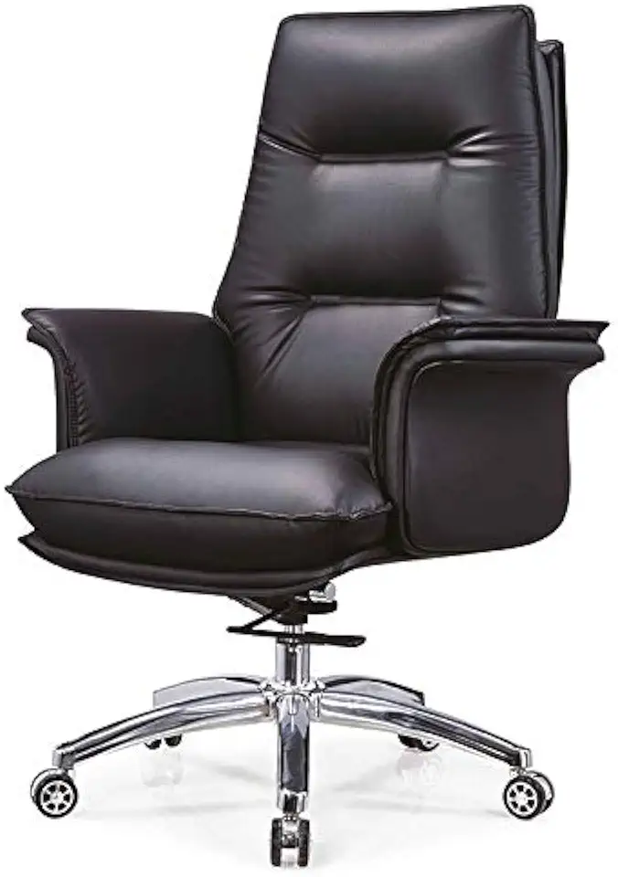 Executive Office Chair - Adjustable Height Built-in Lumbar Support Tilt Angle Computer Desk Chair Swivel Task Thick Padded for Comfort,Black