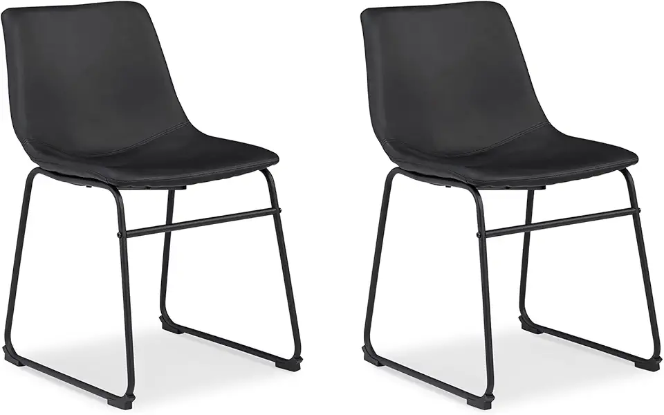 Signature Design by Ashley Centiar Mid Century Dining Room Bucket Chair, 2 Count, Black