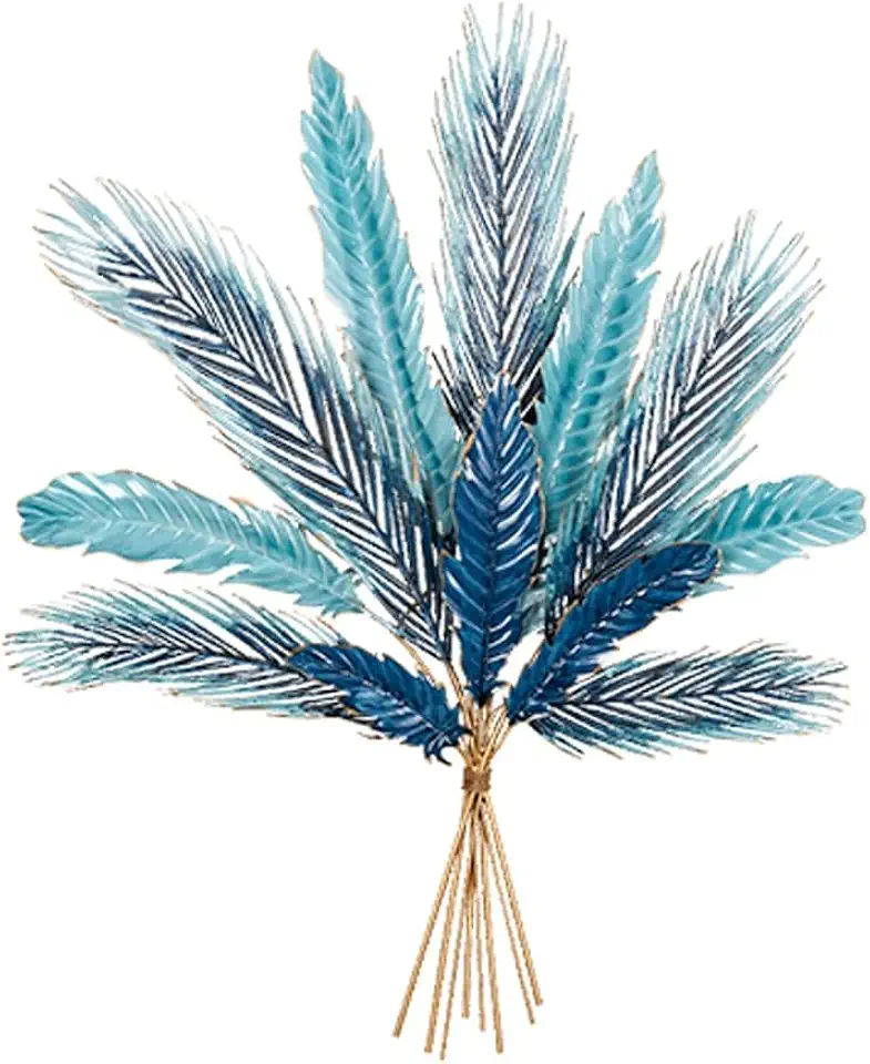 AVLUZ Metal Wall Decor, Simulated Phoenix Tail Leaf 3D Iron Art Wall Hanging Decoration, Wall-Mounted Sculpture Artwork for Living Room Bedroom