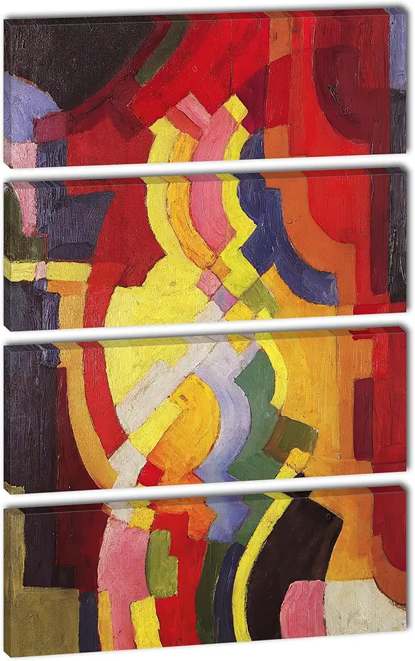 50 x 80 TOTAL - Farbige Formen III Canvas Print Wall Art August Macke 4 Panel Split Famous Abstract Expressionism