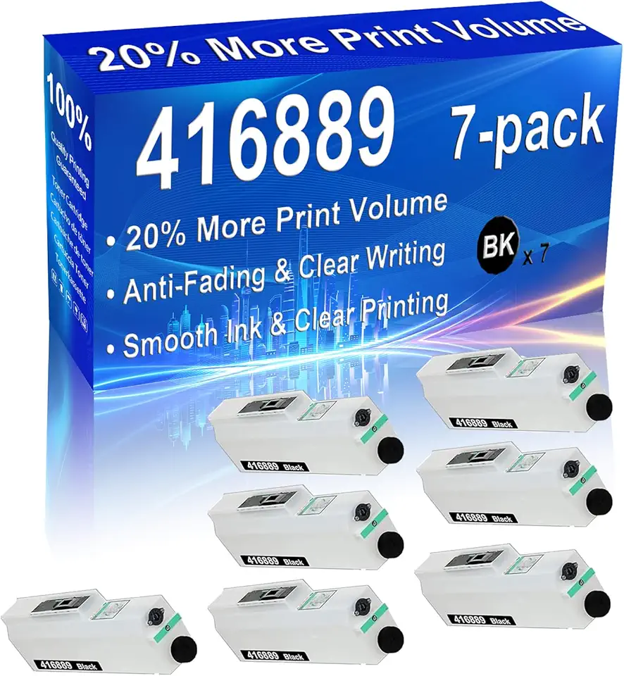 7-Pack (Black) Compatible High Yield 416889 Imaging Waste Toner Container Box use for MP C8002, MP C6502, PRO C5100S, C5100, C5110S, C5110 Printer