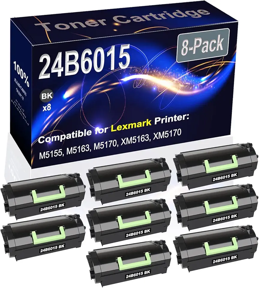 8-Pack (Black) Compatible 24B6015 Printer Toner Cartridge (High Capacity) fit for M5155 M5163 M5170 XM5163 XM5170 Printer