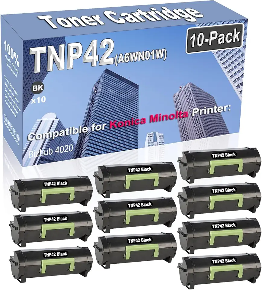 10-Pack Compatible High Capacity TNP42 TNP-42 (A6WN01W) Printer Cartridge use for Konica Minolta Bizhub 4020 Toner Cartridge (Black)