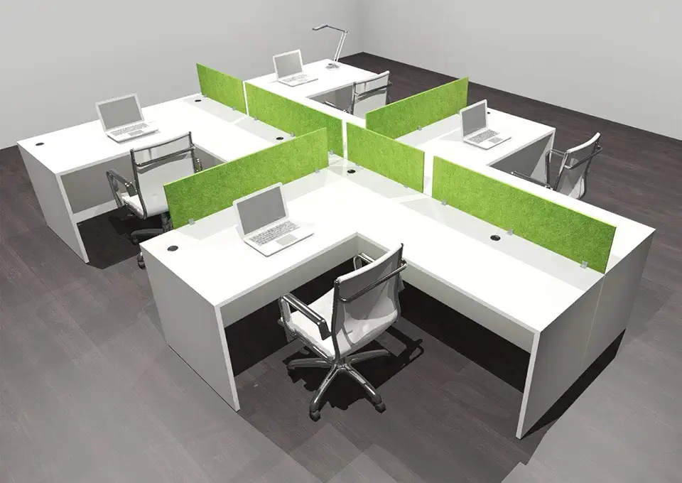 Four Person Modern Accoustic Divider Office Workstation Desk Set, OF-CPN-SPRA45