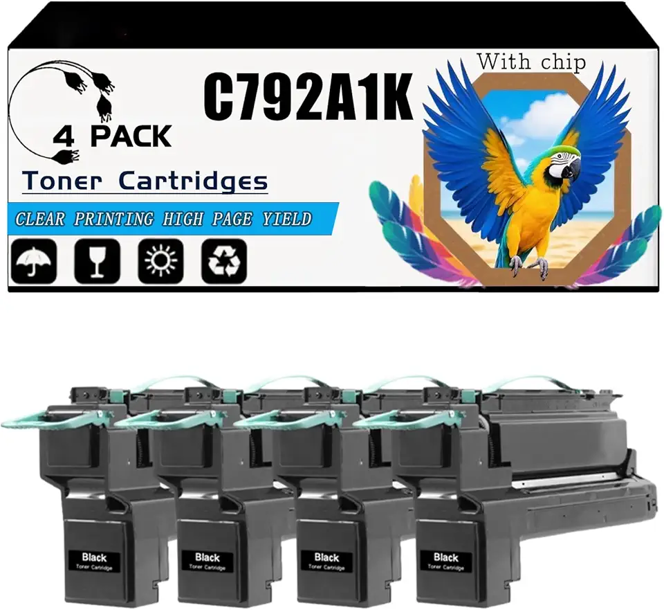 Compatible for Lexmark X792DTE X792DTFE X792DTME X792DTPE X792DTSE Printers, C792A1KG Toner Cartridges, High-Yield 7000 Pages, Strong Print Clarity (4 Pack Black)