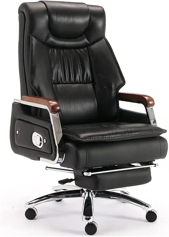 Boss Chair Executive Office Chairs Swivel Chair with Footrest Cowhide Recliner Office Desk Chairs Comfortable Adjustable Computer Gaming Chair Black