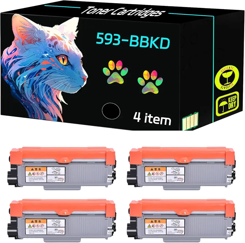 High Yield 593-BBKD Toner Cartridges Compatible for Dell 593-BBKD E310dw E514dw E515dn E515dw Printers, Print Clearly (4-Pack Black)