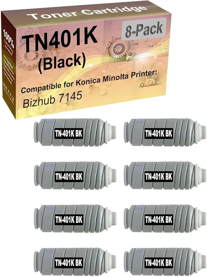 8-Pack Compatible High Capacity 7145 Printer Toner Cartridge Replacement for Konica Minolta TN401K TN-401K (960-420) Printer Cartridge (Black)