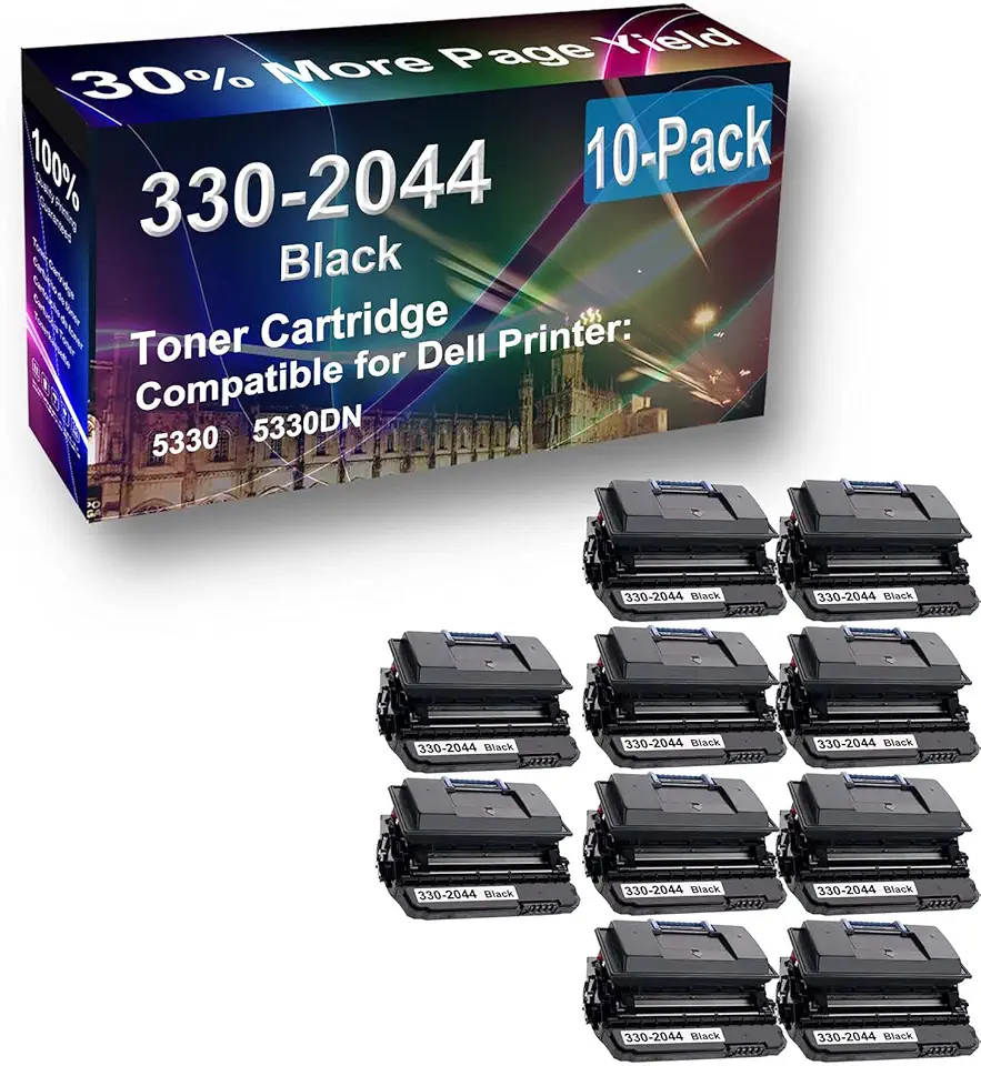 10-Pack Compatible High Capacity 330-2044 Toner Cartridge use for Dell 5330, 5330DN Printer (Black)