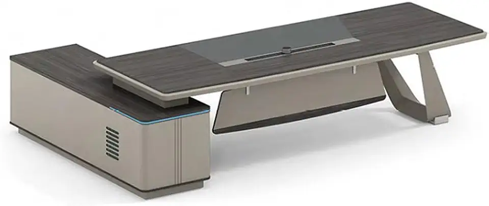 2.4m Executive Desk Computer Desk Modern Luxury L-Shaped Desk with Drawers and lockers is Suitable for Living Room, Bedroom and Study Office.