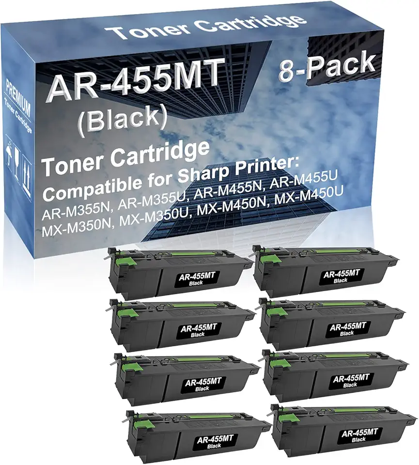 8-Pack Compatible High Yield AR-M455U, MX-M350N Printer Cartridge Replacement for Sharp AR455MT AR-455MT Toner Cartridge (Black)