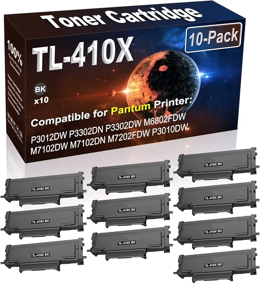 10-Pack (Black) Compatible TL-410X TL410X Printer Toner Cartridge (High Capacity) fit for Pantum P3012DW P3302DN P3302DW M6802FDW M7102DW M7102DN Printer